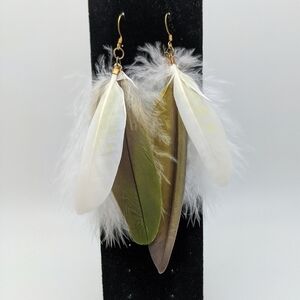 Boho Handmade Parrot Feather Earrings